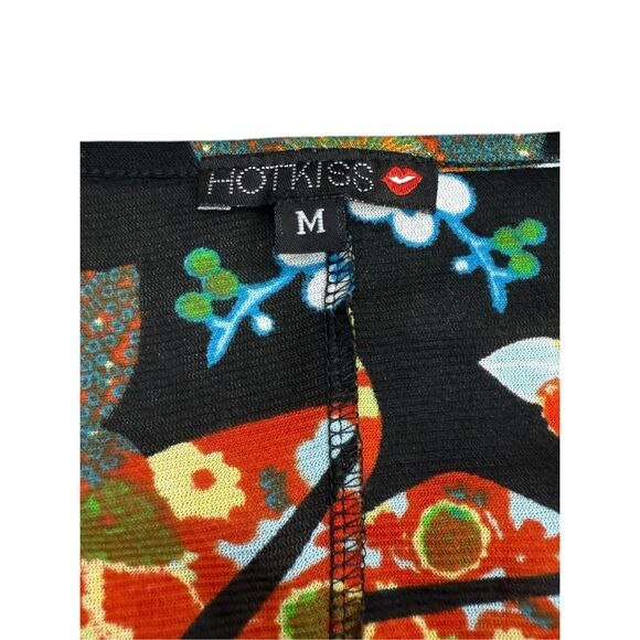 Vintage Hot Kiss Women’s Medium V-Neck Top Flutter Sleeve Floral 90s Y2K - Picture 6 of 8